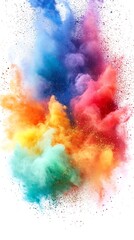 Obraz premium Mixed rainbow powder creating vivid colors on white picture