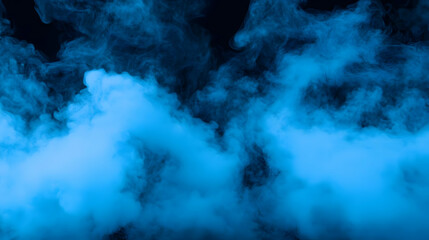 Blue Smoke and Fog on Black Background