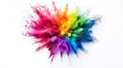 Rainbow-colored powder creating abstract patterns on white photos