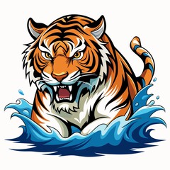 Fototapeta premium Ferocious tiger in water