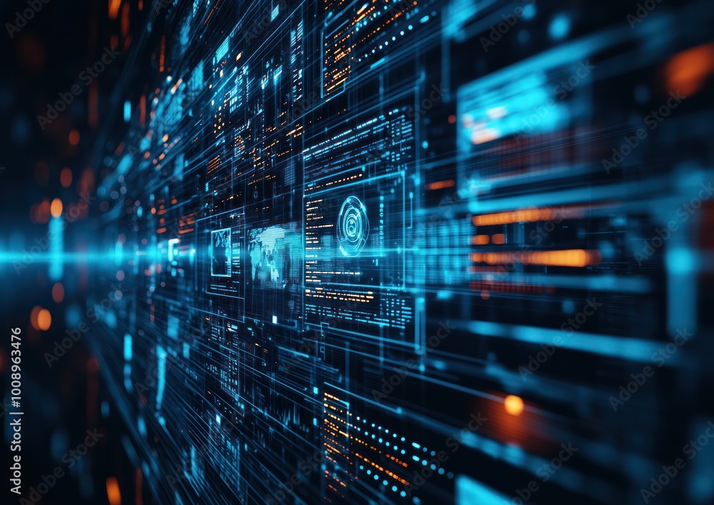 Poster futuristic digital technology background with data visualization