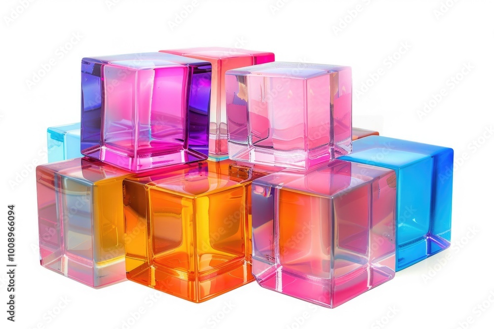 Poster A stack of colorful cubes arranged on top of each other