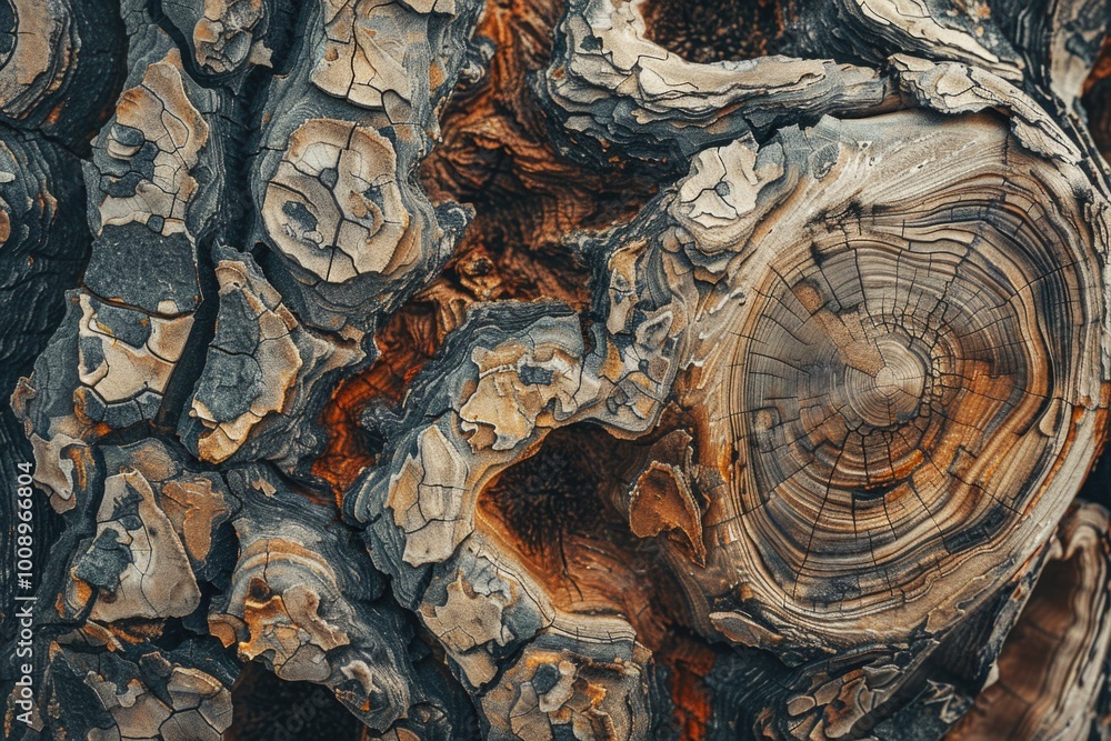 Poster A close-up view of a tree trunk with intricate details