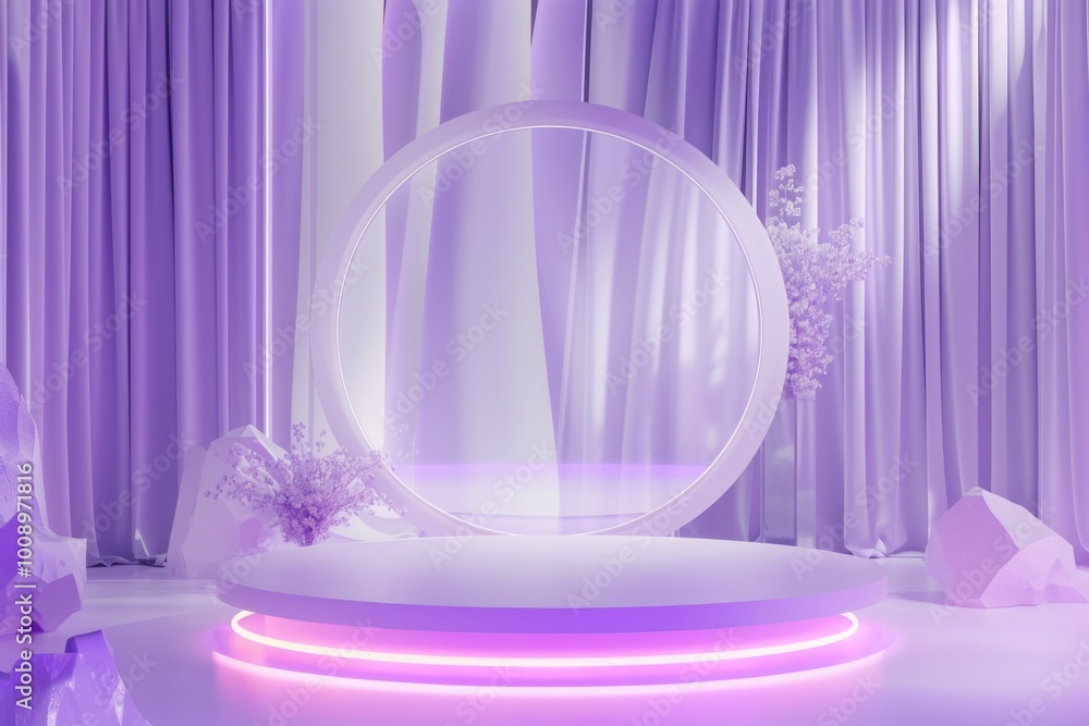 Poster a decorative circular mirror placed on top of a white table