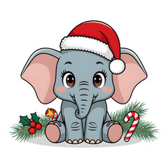 Christmas themed sticker design background White elephant