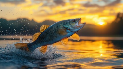 Obraz premium Fish Leaping created with Generative AI Technology, ai, generative