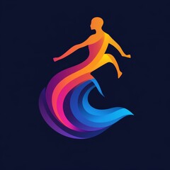 Fototapeta premium Abstract Colorful Human Silhouette Jumping over Wave Design