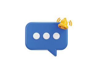 3d chat message blue speech bubble icon with bell notification alert notice for message icon vector illustration