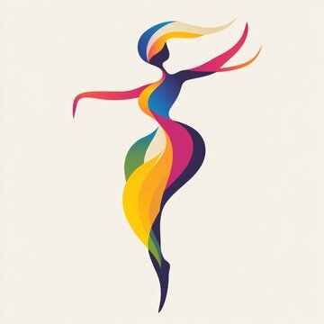 recommend clip art: Abstract Colorful Woman Dancing   Modern Art Style  Movement and Grace