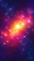 Fototapeta premium vertical wallpaper featuring a cosmic explosion of colors in deep space, with bright stars and nebulae creating a stunning, abstract composition