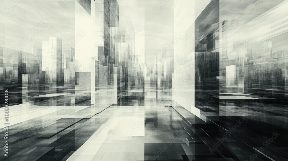 Poster Abstract Cityscape with Overlapping Geometric Structures