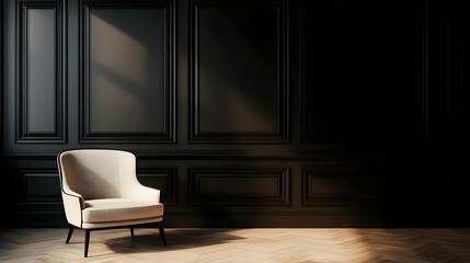 Minimalist Black Wall with Classic Paneling