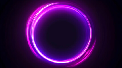 Obraz premium Neon Purple Glowing Circle on Black Background