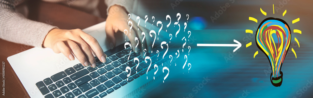 Poster idea creative solving question icons