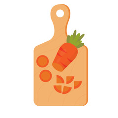 vector of sliced ​​carrots on a cutting board
