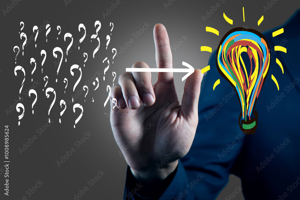 Poster idea creative solving question icons