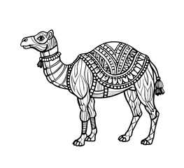 camel zentangle coloring page