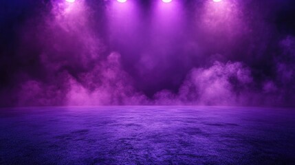 Fototapeta premium Stage with purple lights and smoke