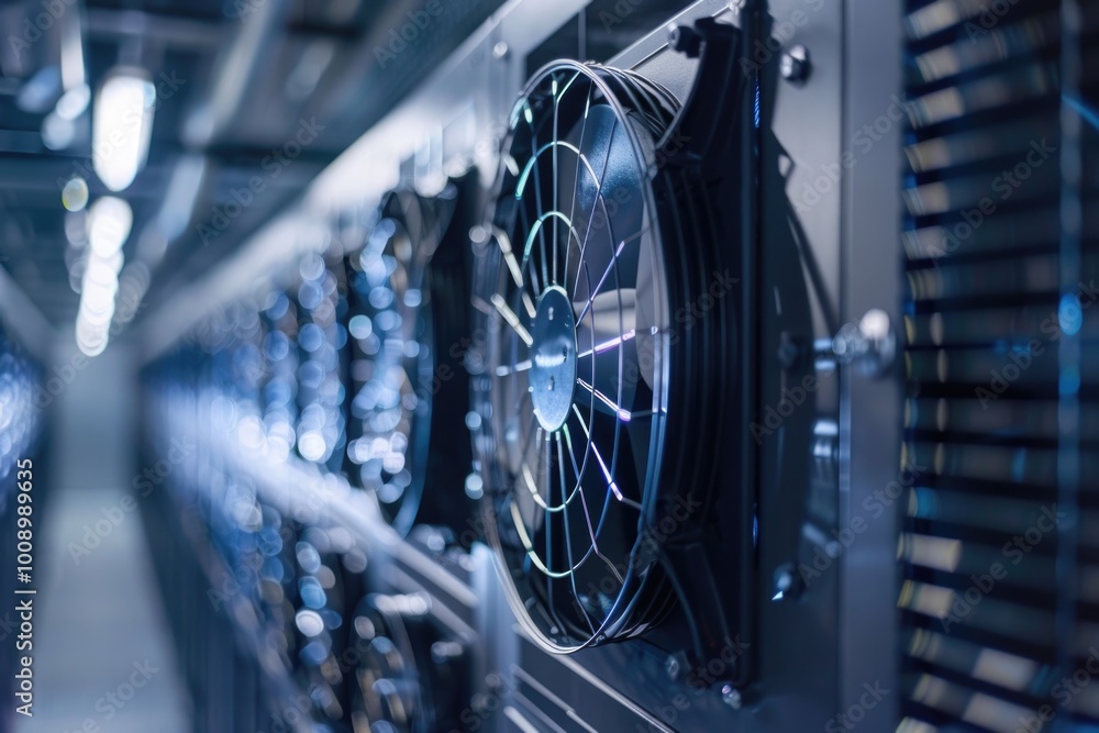 Aufkleber A row of computer servers in a modern data center