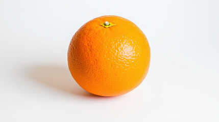 Single Juicy Orange on White Background