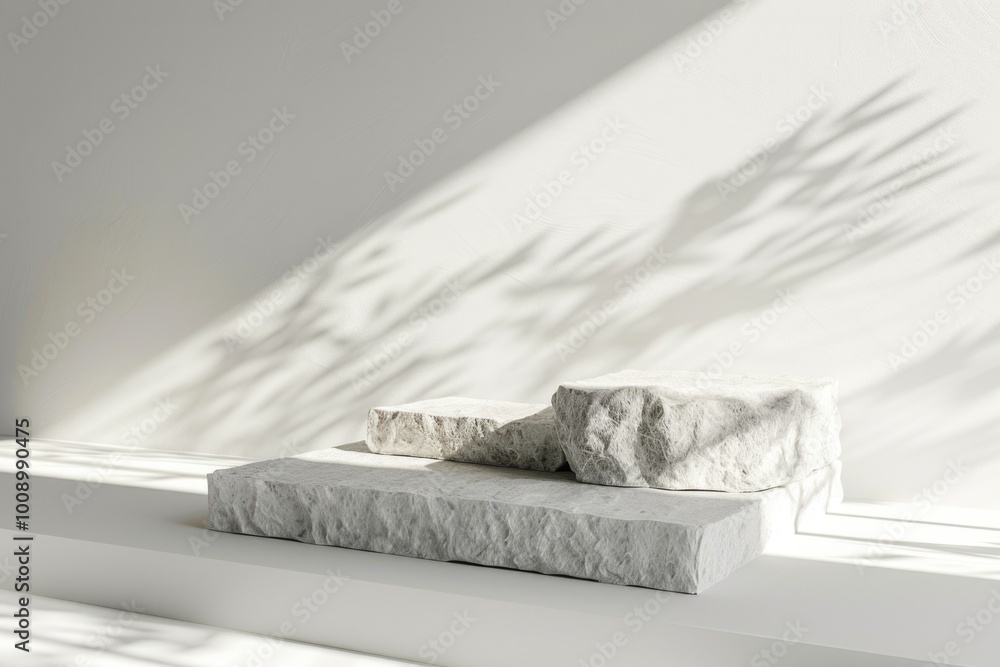 Poster a stone block sits atop a window sill