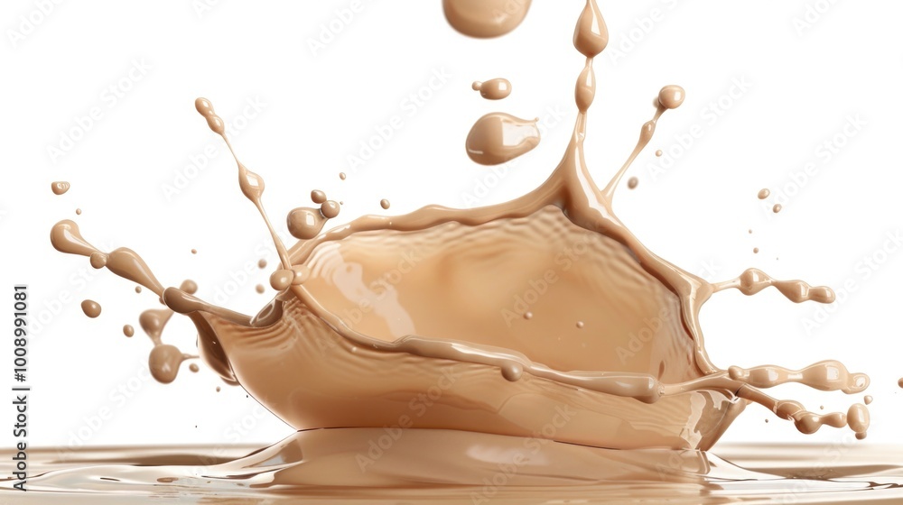 Poster a splash of liquid on a clean white surface, suitable for use in science experiments, product demons
