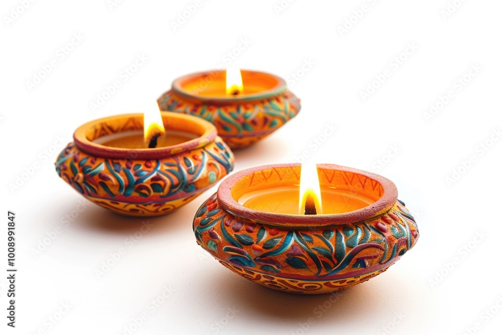 Poster Three candles placed on a table, perfect for adding ambiance to any setting