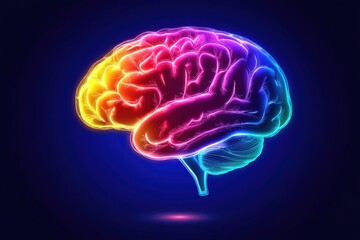 Human brain activity with plexus lines.. External cerebral connections in the frontal lobe. Communication, psychology, artificial intelligence or AI, cognition concepts illustration with copy space.