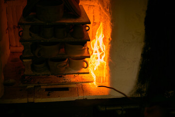 Many rustic clay in the kiln