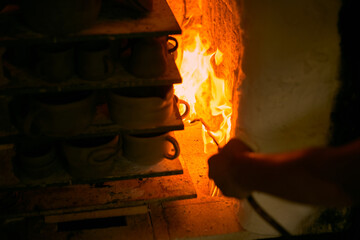 Many rustic clay in the kiln