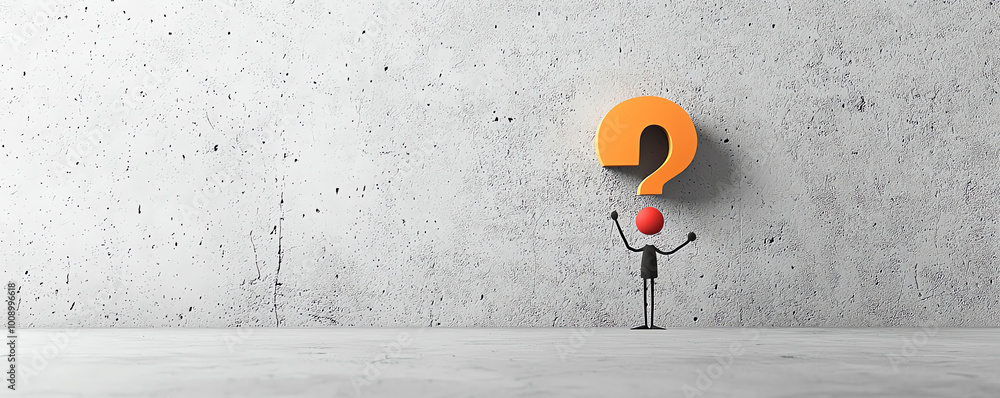 Aufkleber simple geometric question mark symbol in a minimalist design, floating on a smooth grey background