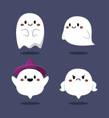 cute illustration of ghost for halloween. spooky illustration collection template.