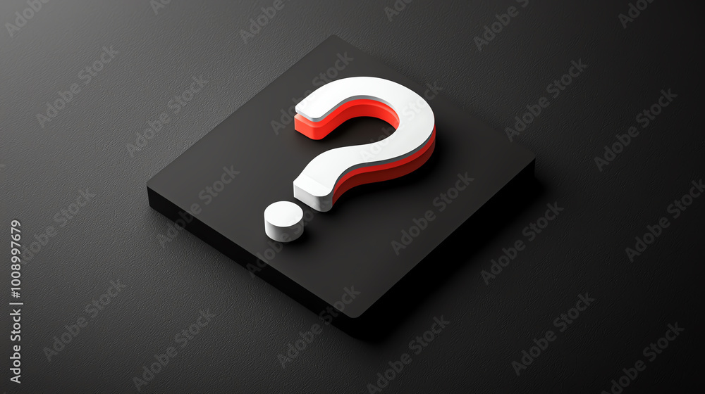 Aufkleber minimal question mark symbol in light grey on a dark background, sleek and simple design