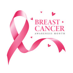 Pink ribbon to World Breast Cancer Awareness month. Bright Brest Cancer medical Post. Vector illustration.