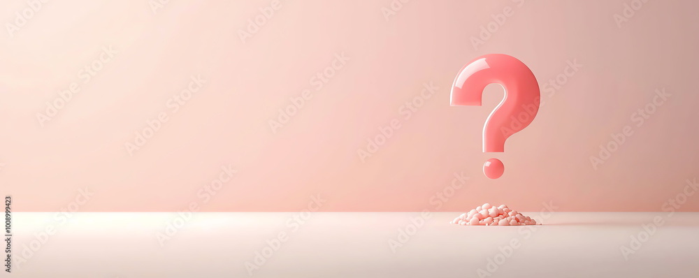 Poster thin, elegant question mark symbol with a minimalistic style, set against a solid light background