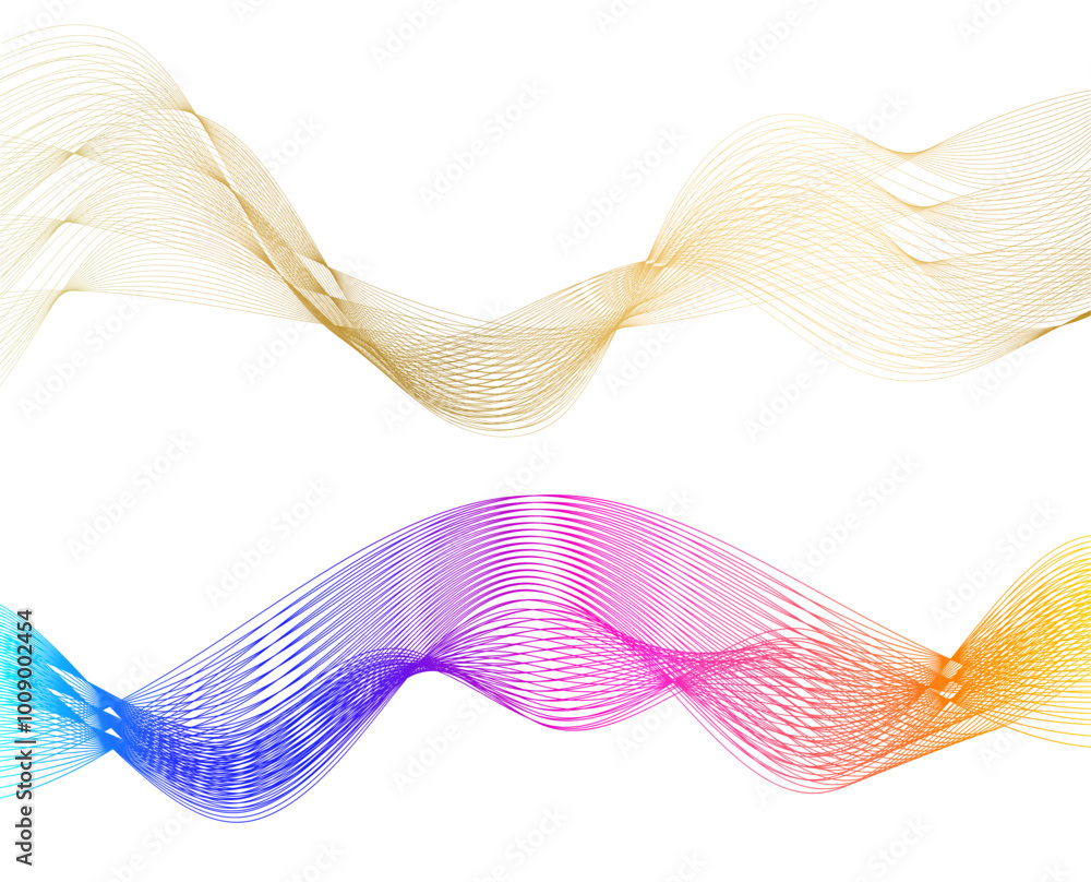 Poster design elements. wave of many sparkling lines. abstract circle glow wavy shape on a white background