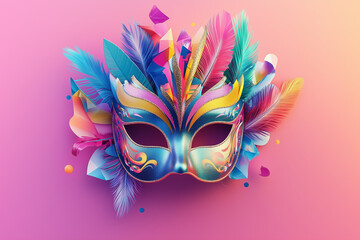 carnival mask isolated on pink background
