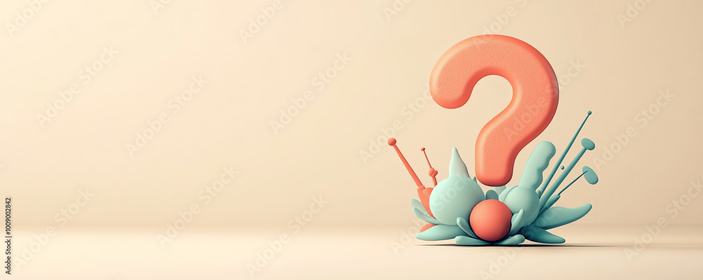 Aufkleber simple question mark symbol with minimal lines, floating on a smooth, neutral beige background