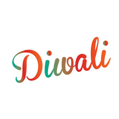  Hand drawn calligraphic brush stroke colorful paint lettering of Happy Diwali. Vector illustration. EPS 10/AI