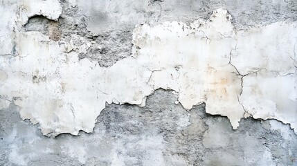 Obraz premium Close-up of a weathered wall, showcasing cracked plaster and peeling paint. Ideal for backgrounds or texture inspiration.