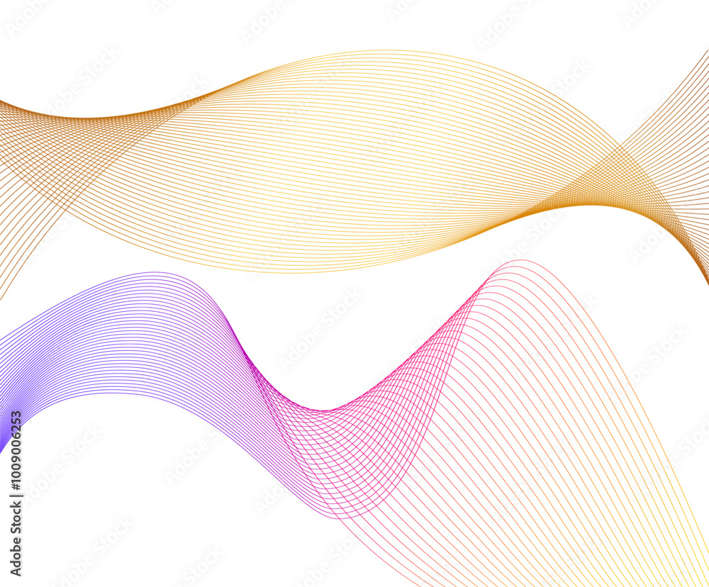 Poster design wive lines elements on white background isolated. abstract wavy stripes. colors lines created