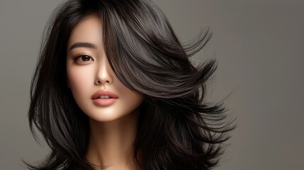 Naklejka premium Portrait of woman with wavy hair
