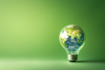 Earth inside the light bulb, Green energy in full development Increase in electricity prices on the world market. Concept of energy saving, eco-friendly technologies and sustainable lifestyle. Earth 