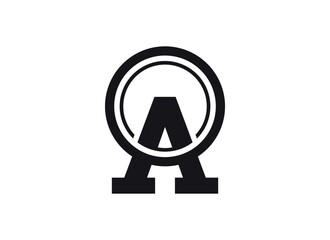 Bold Geometric Letter 'A' Logo Design with Circular Emblem, Minimalist Black & White Symbol. Vector Illustration.