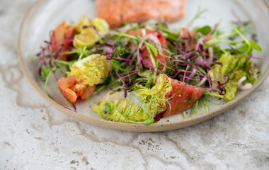 Close up of Fresh Tomato and Lettuce Salad
