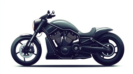 Obraz premium Black Motorcycle on White Background