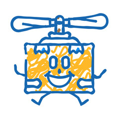 drone cardboard box character doodle icon sketch vector. drone cardboard box character sign. isolated symbol illustration