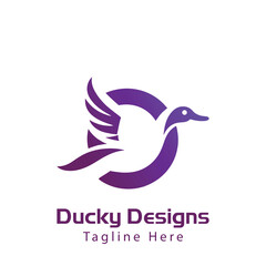 Minimal and simple creative negative space duck animal logo design, goose logo illustration. Swan logo, cute duck cut out silhouette