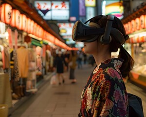 Students Immersed in Bustling Tokyo Marketplace in Virtual Reality Language Class