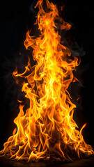 Fierce Flames Rising in Dark Background